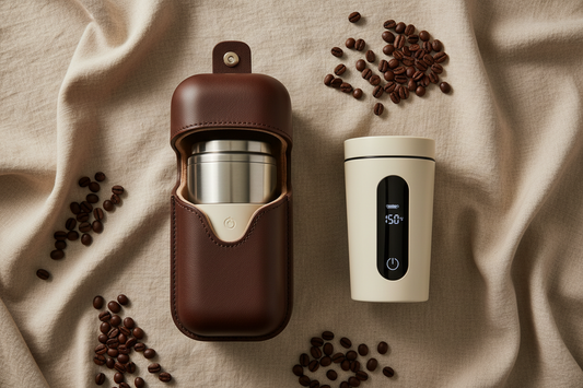 KahwaHot : Machine à expresso portable + Étui + Mug chauffant — Disponible prochainement